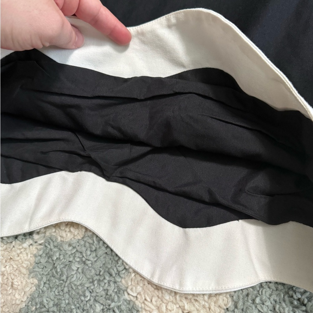 AUREUM linen blend black and white wave hem mini dress lined sleeveless Small - Picture 7 of 11